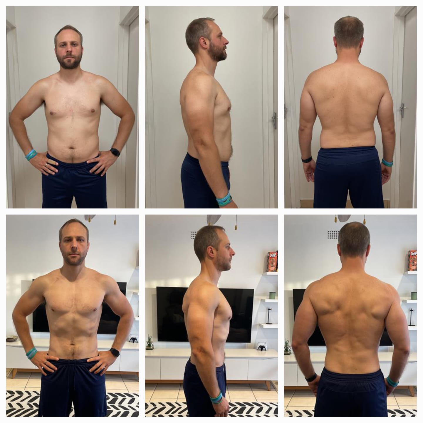 Dricus's front, side and back transformation during the HIITIT 90 online challenge